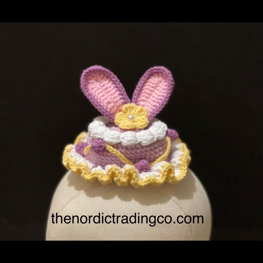 Small Pet Dog Cat Easter Bunny Hat Bonnet Rabbit Ears Handmade Crochet Costume